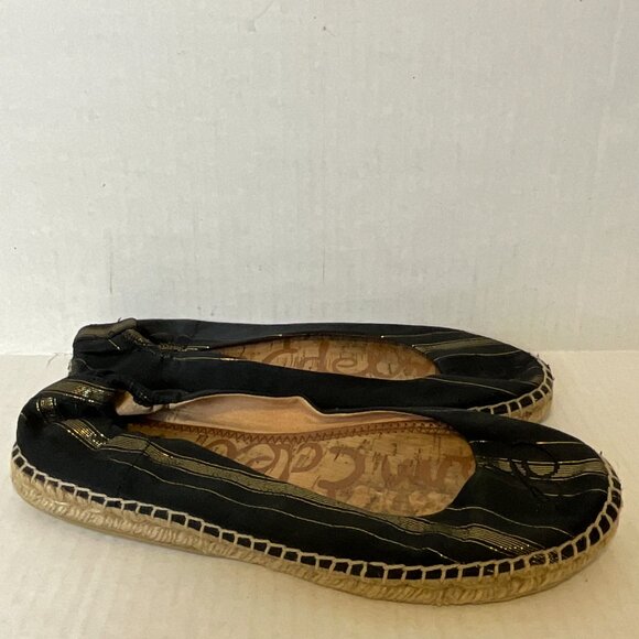 Sam Edelman Flats Woven Sides Black/Gold Stripe - Picture 6 of 10